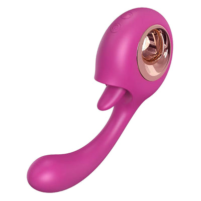 YoYoLemon G Spot Dildo Vibrator, 2 in 1 Clitoral Tongue Licking & Vibrating Rose Sex Stimulator for Women, Adult Sex Toys